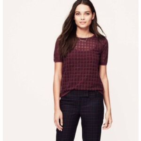 LOFT burgundy window pane top