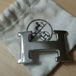 32 MM Hermes Belt Palladium Buckle Silver