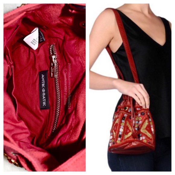 ANTIK BATIK Bag Embroidered Bucket Mirror Shoulder - Picture 3 of 4