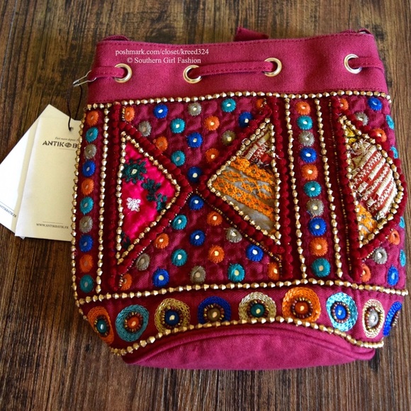 ANTIK BATIK Bag Embroidered Bucket Mirror Shoulder - Picture 2 of 4