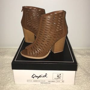 Brown Open Toed Ankle Booties