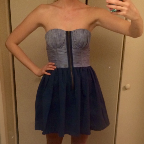 LaRok Size S Strapless Bustier Zip-Up MinI Dress - Picture 2 of 4