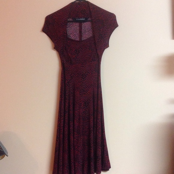 Knee length brown and Merlot leopard print dress