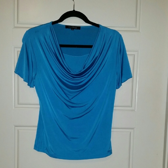 Evan Picone beautiful blue shirt sleeve blouse