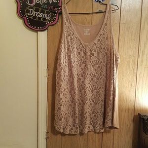 Cute tan lace top with button detail.