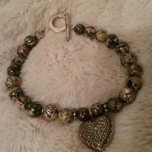 Brown colors silver clasp bracelet new