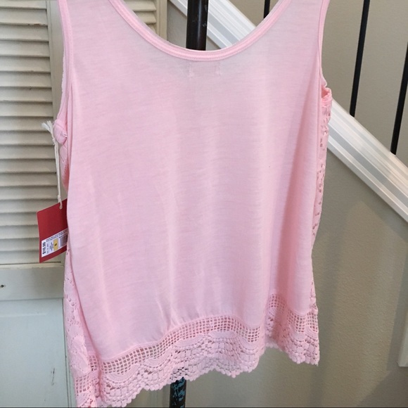 Mossimo | Pink knit tank w/ lace front NWT Sz S - Picture 3 of 3