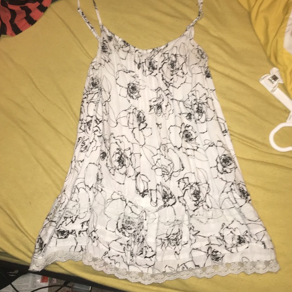 Black and white flower print spaghetti strap