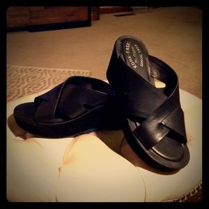 suede lather platform sandal