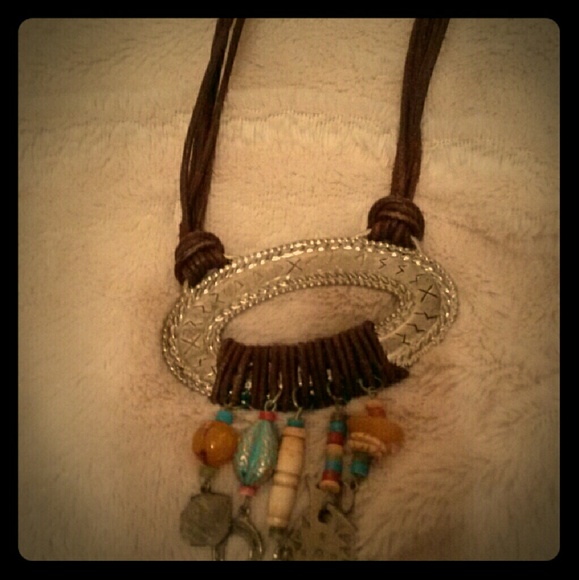 Leather western native American necklace