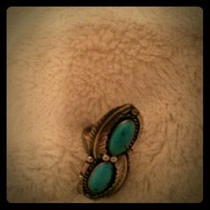 Vintage silver turquoise ring real