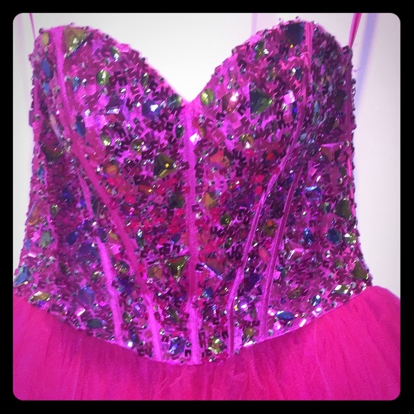Hot Pink Jewel Corset Dress