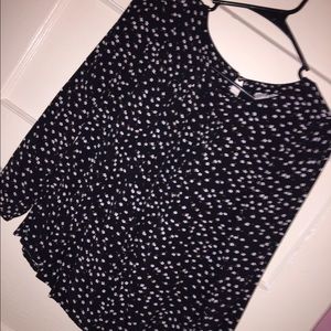 Black with small floral printed blouse.