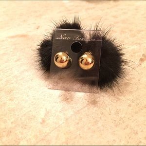 Gold earrings with soft fluffy backing!