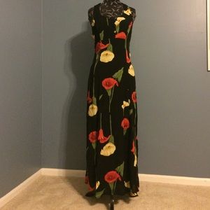 DJ intl black floral evening maxi dress