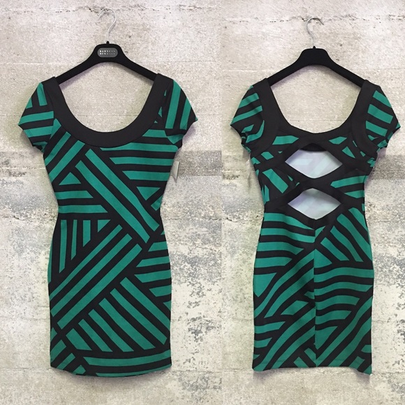 ASOS Dresses & Skirts - BNWOT green stripe cut out body Con dress