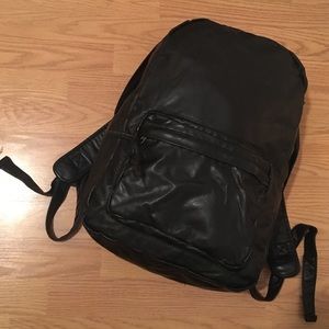 Black leather backpack