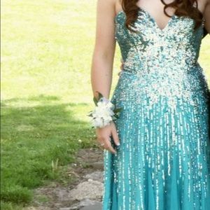 Prom Dress-blue sequin