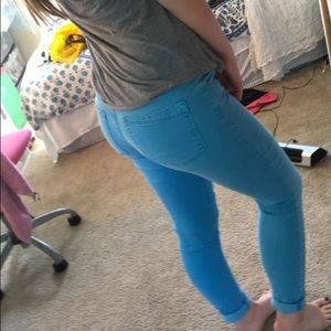 bright blue jeans