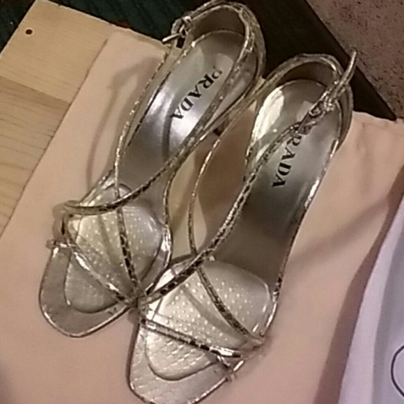 Prada gold heels