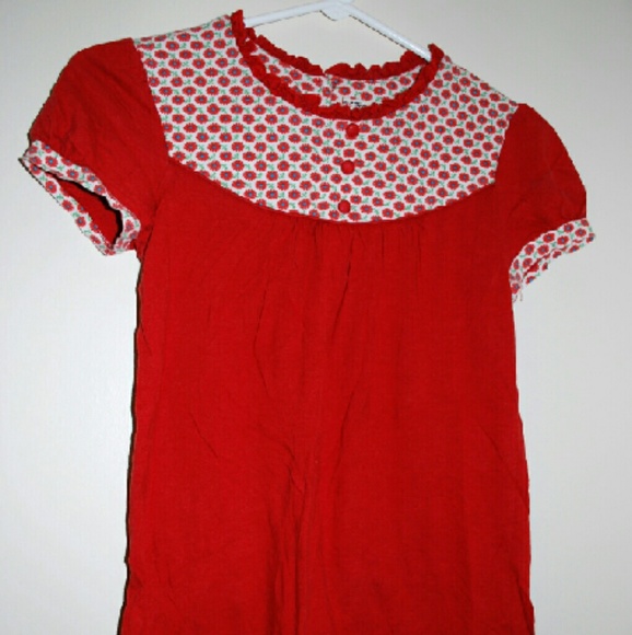 Red Floral Ruffled Collar Blouse