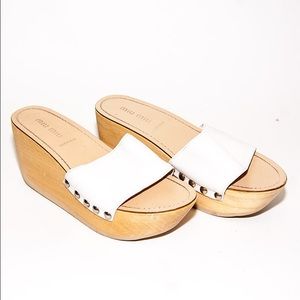 Miu Miu Leather Platform Wedges