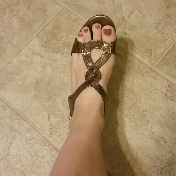 Bronze wedge heel sandal