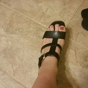 Brand new black wedge sandals