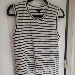 J. Crew navy stripped tank top with cream peplum