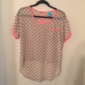 Sheer polka dot shirt