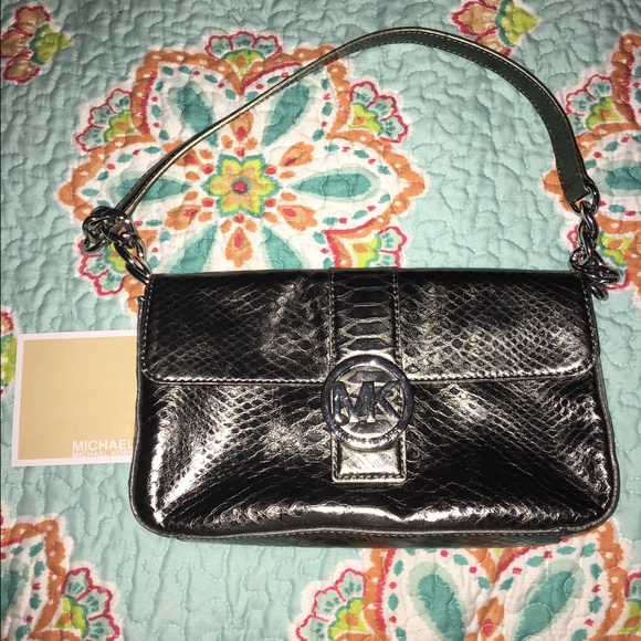 Authentic MK Michael Kors Silver Handbag Bag OBO