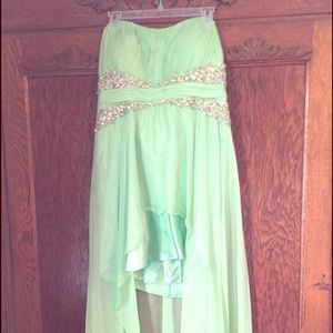One-of-a-Kind Jovani Seafoam Mint Hi-Low Gown
