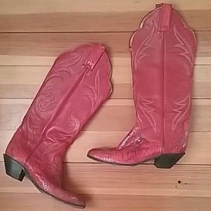 TONY LAMA SNAKESKIN RED WESTERN COWBOY BOOTS SZ 7