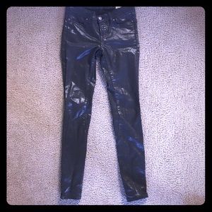 All saints shiny black skinny jeans size 25