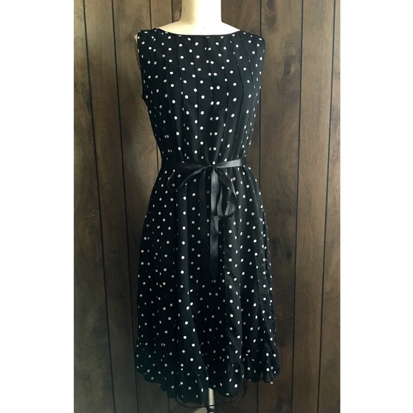 Black and white polka dot dress.