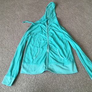 Light teal full zip sweatshirt