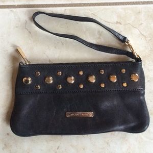 Michael Kors Black Wristlet with Gold Studs