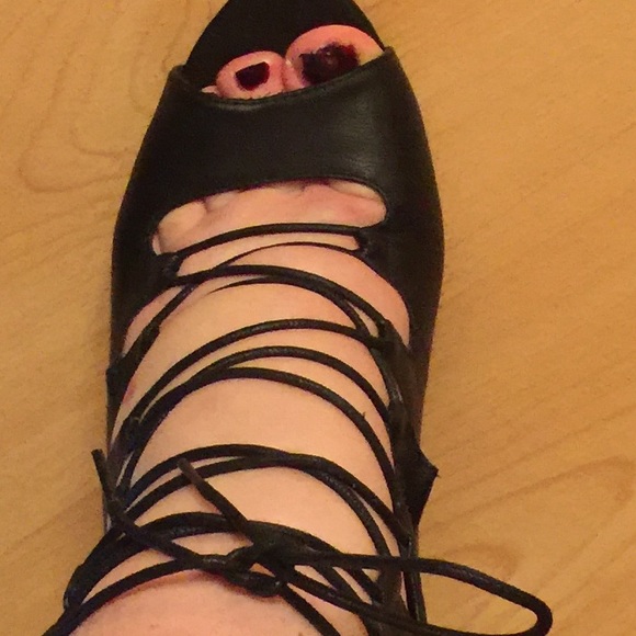 Black strap heels