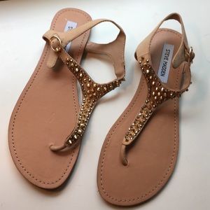 New jeweled and studded thong sandals
