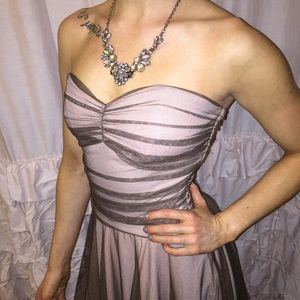 Sparkly chiffon brown and beige sweetheart dress