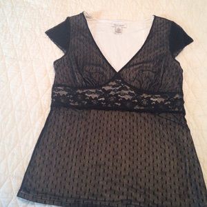 Black lace top. Fully lined.