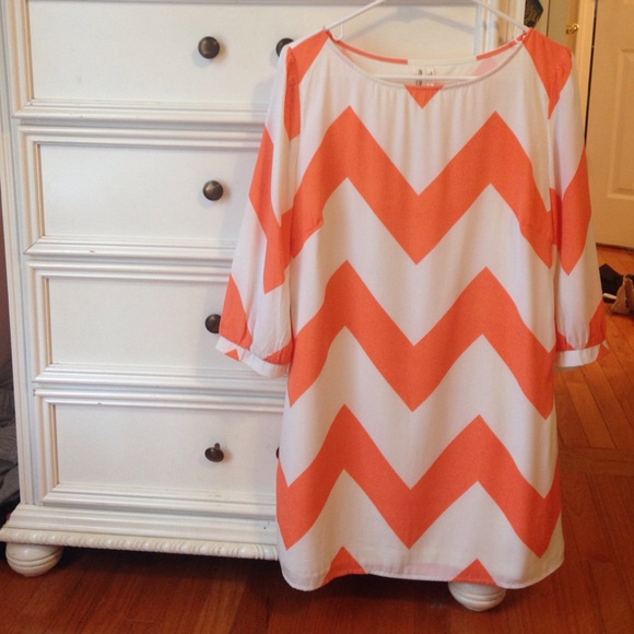 Chevron orange and white dress