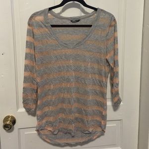 Gray and peach V-neck