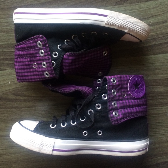 Converse purple and black high tops