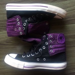 Converse purple and black high tops
