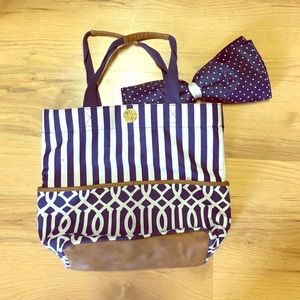 Mud Pie Big Bundle Tote Navy