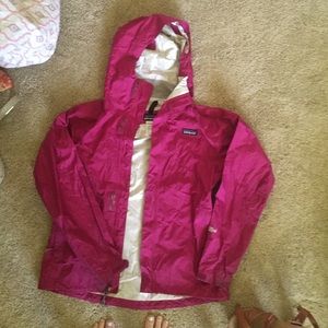 Pink Patagonia rain jacket