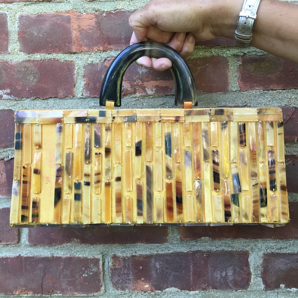 Rare vintage 1950s celluloid and silk bag - Picture 1 of 5