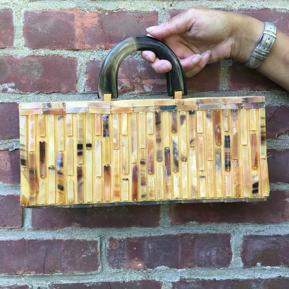 Rare vintage 1950s celluloid and silk bag - Picture 3 of 5