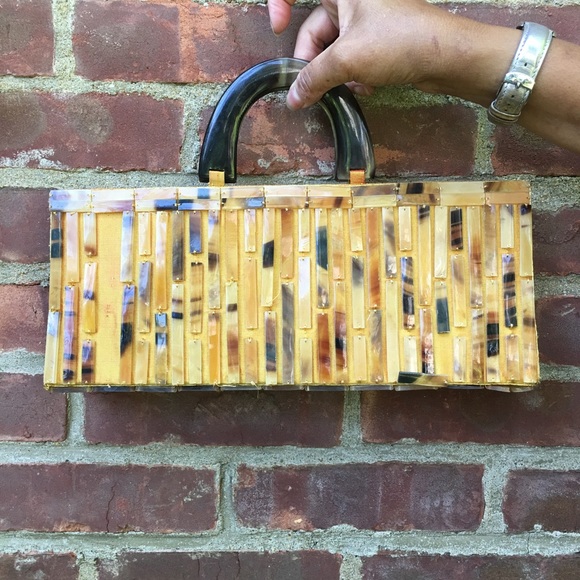 Rare vintage 1950s celluloid and silk bag - Picture 4 of 5